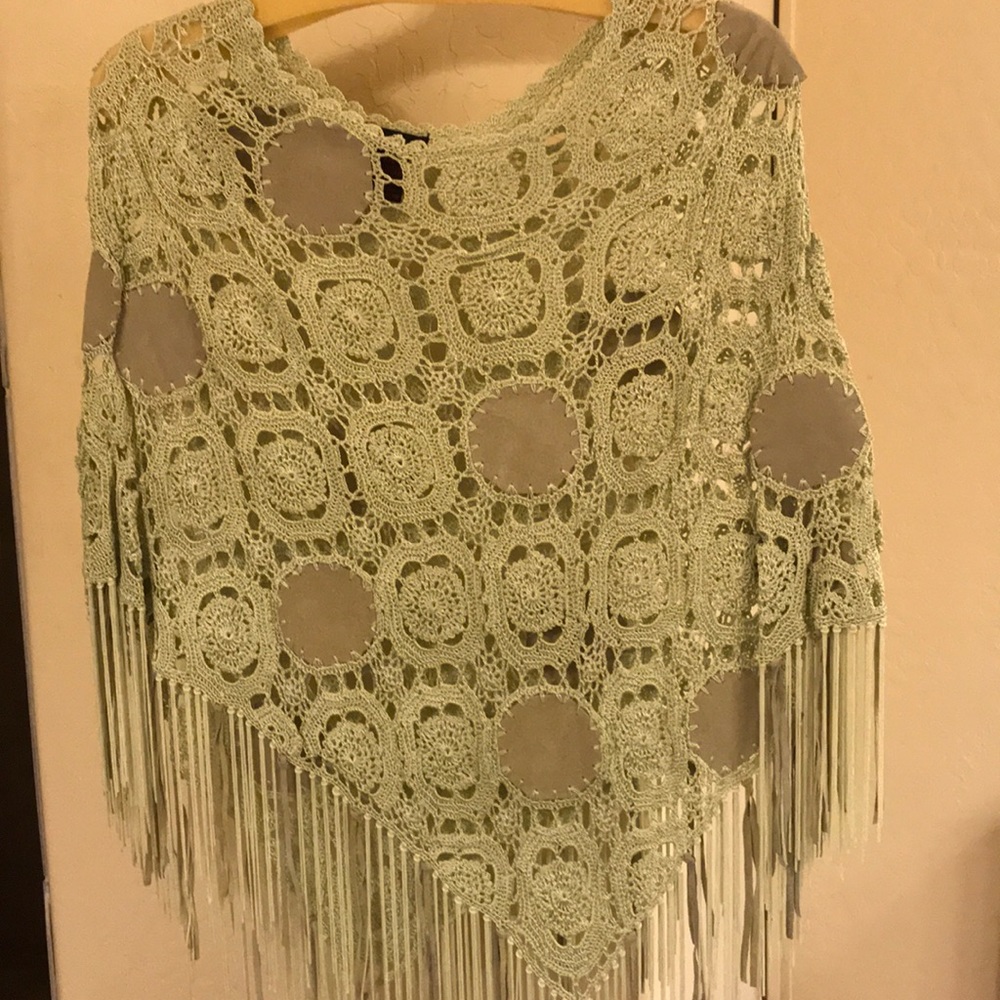 Crochet / Leather poncho